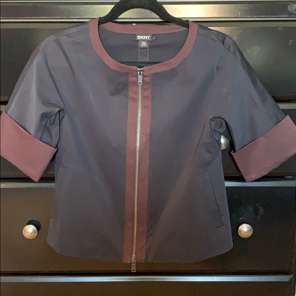 DKNY Short Sleeve Jacket, Navy Size 0